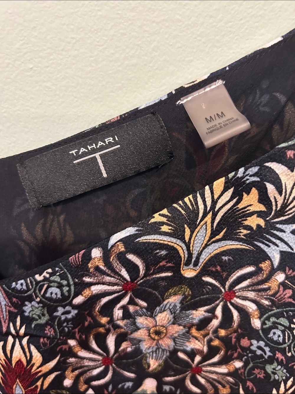 T Tahari Floral Spaghetti Strap Camisole - Black Multicolor Gothic Botanical - Picture 3 of 6